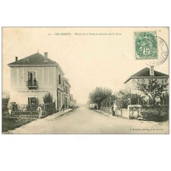 38.LES ABRETS.n°37.HOTEL DE LA POSTE ET AVENUE DE LA GARE.POSTES ET TELEGRAPHES