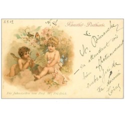 ANGES.n°75.KUNSFLER.POSTKARTE.ANGES LISANT UNE PARTITION