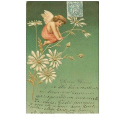 ANGES.CP GAUFFREE.n°49.ANGE SUR UNE TIGE DE FLEURS.PLIE