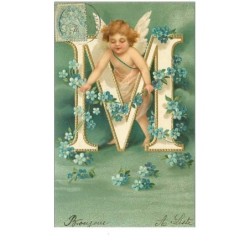 ANGES.n°25931.ANGE ET LETTRE M. ALPHABET.CP GAUFFREE