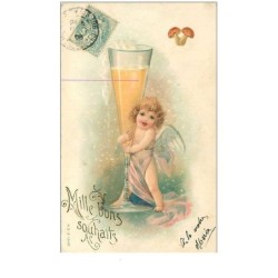 ANGES.n°23137.ANGE ACCROCHE A UNE COUPE DE CHAMPAGNE