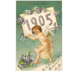 ANGES.CP GAUFFREE.SOUHAITS SINCERES.n°39.ANGE PORTANT UN ECRITEAU.1905