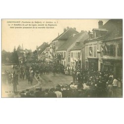 90.GIROMAGNY.n°1547.LE 1er BATAILLON DU 42e DE LIGNE,ESCORTE DU REGIMENT VIENT PRENDRE POSSESSION DE SA NOUVELLE ...PLIE