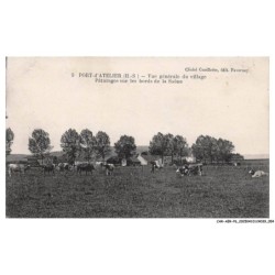 CAR-AERP6-0300-70 - PORT-d'ATELIER - Haute-saône - Vue générale du village - Pâturages sur les bords de la saône