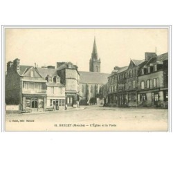 50.BRECEY.L'EGLISE ET LA POSTE.EPICERIE