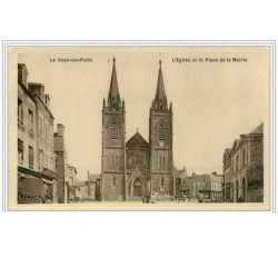 50.LA HAYE DU PUITS.L'EGLISE ET LA PLACE DE LA MAIRIE