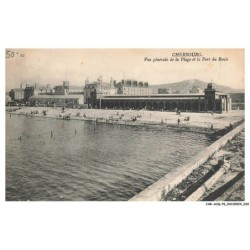 CAR-ACQP6-0354-50 - CHERBOURG - Vue générale de la plage et le fort du roule