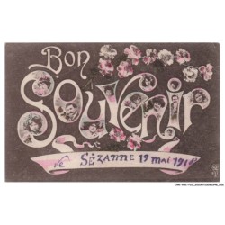 CAR-AGCP20-1071-51 - Bon souvenir de SEZANNE 19 mai 1918 - Portrait d'hommes femmes et enfants - Fleurs
