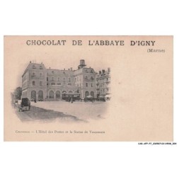 CAR-AFPP7-0372-51  - CHOCOLAT DE L'ABBAYE D'IGNY - GRENOBLE - L'hotel des Postes et la Statue de Vaucanson