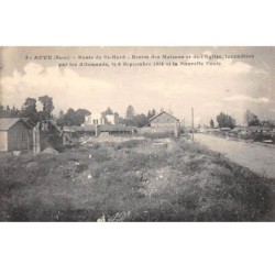 51 .n° 109906 . auve . route de st mard .restes des maisons incendiees par les allemands .
