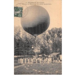 51-SAN59446-1er Régiment de Génie.descente du Ballon par les cordes équatoriales.Ballon