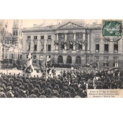 51.n°58520.chalons sur marne.arrivée du 5ème rég de chasseurs.réception hotel de ville