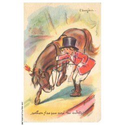 CAR-ADQP13-0945-ILLUSTRATEUR - BOURET - L'ecuyère - Cochon t'as pas ciré tes sabots