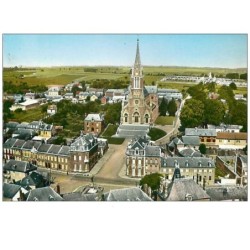 80.BEAUVAL.n°51.QUARTIER DE L'EGLISE.EN AVION AU DESSUS DE...CPSM