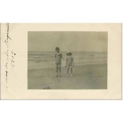 80.CP PHOTO.1909.ENFANTS SUR LA PLAGE