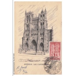 CAR-AHKP18-1038-80 - CACHET OBLITERATION - AMIENS - La cathédrale - Aurtographe original - Carte maximum - 1945
