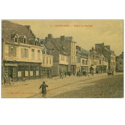 80.PICQUIGNY.n°3944.PLACE DU MARCHE.CP TOILEE