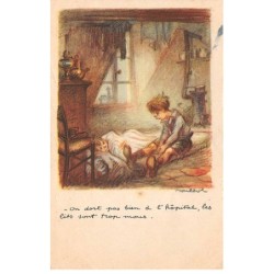 Illustrateurs - n°77380 - F. Poulbot - Ligue Nationale contre le Taudis - On dort pas bien à l'Hôpital ...