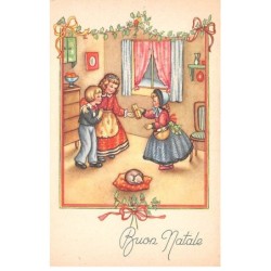 Illustrateur - n°80134 - Buon Natale - Fillette apportant un cadeau à d'autres enfants - 585/1