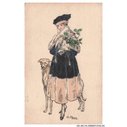 CAR-AEHP18-1012-ILLUSTRATEUR - EDY-PARIS - Portrait d'une femme - Chien