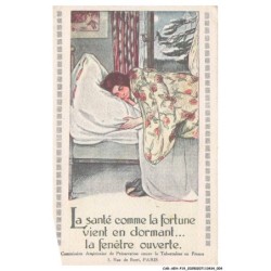 CAR-AEHP19-1065-ILLUSTRATEUR - La santé comme la fortune vient en dormant - La fenètre ouverte - Tuberculose