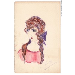 CAR-AEHP19-1081-ILLUSTRATEUR - Portrait d'une femme - Peinte a la main