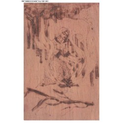 CAR-AEAP14-0913-ILLSUTRATEUR - Femme et feu - CARTE SUR BOIS