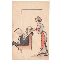 CAR-AEAP14-0894-ILLSUTRATEUR - La lecture - Peinte a la main