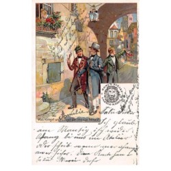 Illustrateur - n°70190 - Was Klingetund singet die Strasse herauf - Hommes en costume marchand dans la rue