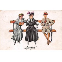 Illustrateur - n°70207 - Cibulka - Sperrfort - Un militaire assis sur un banc avec deux femmes