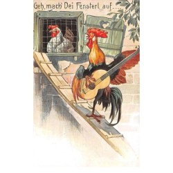 Illustrateur - n°70217 - Geh, mach'Dei Fensterl auf ... - Coq jouant la sérénade - n°3808