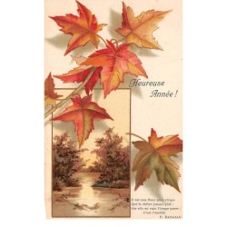 Illustrateur - n°70160 - Heureuse Année - Il est une fleur ... c'est l'Amitié - F. Bataille - Feuilles et paysage