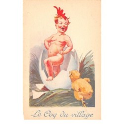 Illustrateur - n°70156 - Lochard - Le Coq du Village - Ange sortant d'un oeuf devant un poussin
