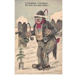 Illustrateur - n°70220 - O Tannebaum, O Tannebaum Wie grün sind deine Blätter ! - Clochard arrosant un sapin