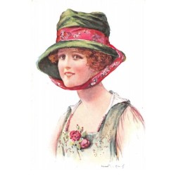 Illustrateur - n°70173 - F. Martine-Kavel - Madelon - n°5031 - Jeune Femme portant un chapeau vert