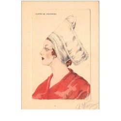 illustrateur . n°46492. wallez . coiffe de coutances.signée au crayon.