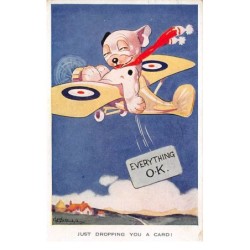 Illustrateur - n°75194 - Just Dropping you a Card - Chien K.O. dans un avion - 1255