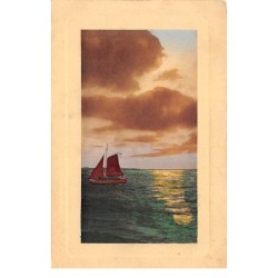 Illustrateur - n°76471 - Voilier sur l'eau - Carte peinte à la main