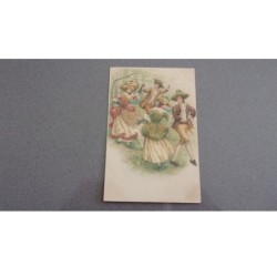 Illustrateur - n°75719 - Couples dansant sous des arbres - Carte avec paillettes