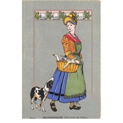 Illustrateur - n°76500 - Bourdonnaise (Environs de Vichy) - Une femme portant dans un panier des oies