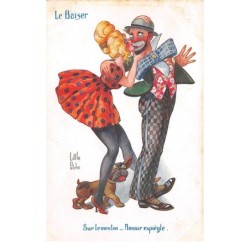 Illustrateur - n°73450 - Little Pitche série n°114-596 - Le Baiser - Sur le menton, Amour espiègle