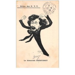 illustrateur . n°46501 . le camarade chastanet.greve des p.t.t . caricature . politique.poste.illustrateur morer.