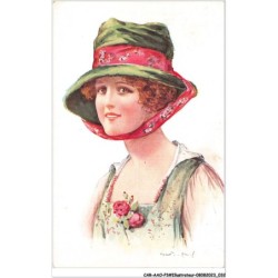 CAR-AAOP3-0201 - ILLUSTRATEUR - BELLE FEMME , UN CHAPEAU ,FOULARD