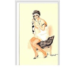 ILLUSTRATEURS.MASSART..FE MME EN NUISETTE ET SON CHIEN.