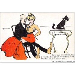 CAR-AAOP4-0304 - ILLUSTRATEUR - UN COUPLE & UN CHAT NOIRE