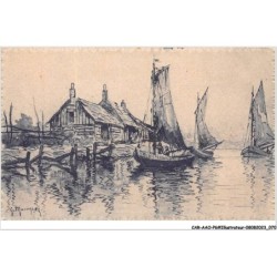 CAR-AAOP6-0497 - ILLUSTRATEUR - UN BATEAU , DES MAISONNETTES