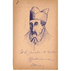 Illustrateur - n°88557 - Portrait d'un Militaire - Et la jumelle du Capitaine - Carte peinte à la main