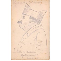 Illustrateur - n°88549 - Physionomies - Portrait d'un Militaire - Le bistrot est consigné ... - Carte peinte à la main