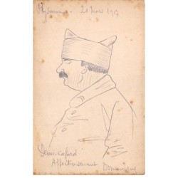 Illustrateur - n°88561 - Physionomies - Portrait d'un Militaire - Demi-Cafard - Carte peinte à la main