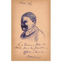 Illustrateur - n°88553 - Portrait d'un Militaire - ... pose et sourit pour ta famille - Carte peinte à la main